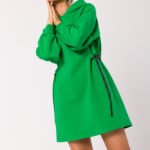 Grünes tailliertes Sweatshirt Tunikakleid