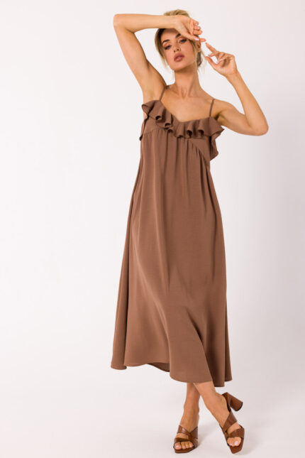 Braunes Hängerkleid mit Spaghetti Trägern