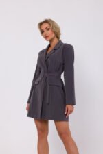 Dunkelgraues Mini Blazerkleid mit Gürtel
