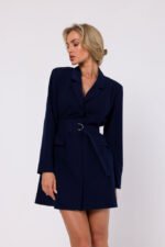 Dunkelblaues Blazerkleid mit Gürtel