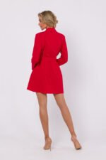 Rotes Blazerkleid mit Gürtel – Bild 2