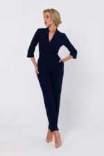 Dunkelblauer Overall mit Schalkragen – Bild 2