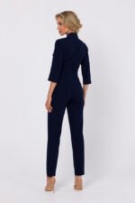 Dunkelblauer Overall mit Schalkragen – Bild 4