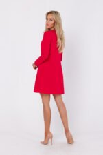 Rotes Langarm Minikleid mit Zierknöpfen – Bild 3