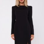 Schwarzes elegantes Langarm Minikleid