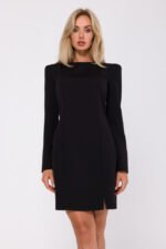 Schwarzes elegantes Langarm Minikleid