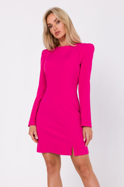 Elegantes Langarm Minikleid in Fuchsia