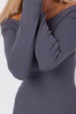 Hautnahes Midi Strickkleid Bodycon in Anthrazit – Bild 4