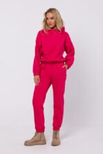 Rotes Sweatshirt mit Kapuze und Ziernaht – Bild 4