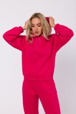 Rotes Sweatshirt mit Kapuze und Ziernaht – Bild 3