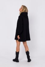 Schwarzes Sweatshirtkleid mit Kapuze – Bild 4