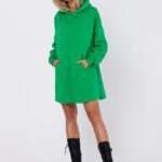 Grünes Sweatshirtkleid mit Kapuze
