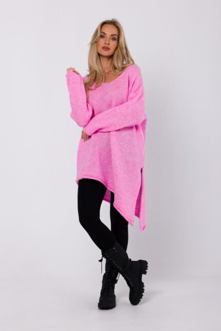 Pinker Longpullover im asymmetrischem Schnitt