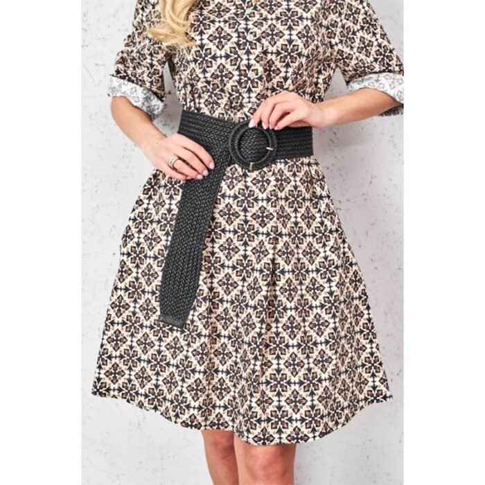 Schwarzer Flechtgürtel mit runder Schnalle – Bild 2