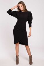 SChwarzes elegantes Kleid mit Puffärmel Gr. L