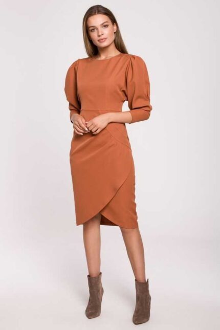 Elegantes Kleid mit Puffärmel in Ginger Grösse L
