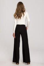 Schwarze Stoffhose mit weitem Bein – Bild 2