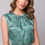 Ärmellose Basic Bluse im Grünton