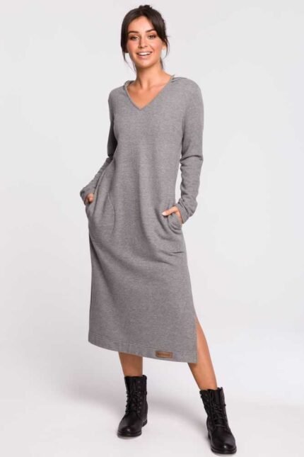 Midikleid aus Baumwolle mit Kapuze