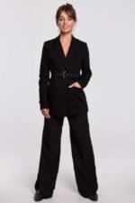 Schwarzer gefütterter Blazer mit Gürtel Größe S