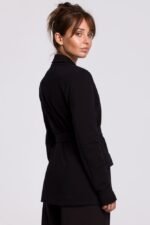 Schwarzer gefütterter Blazer mit Gürtel Größe S
