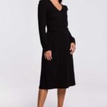 Schwarzes Langarm Kleid mit Puffärmel