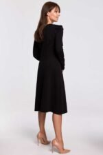 Schwarzes Langarm Kleid mit Puffärmel
