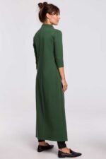 Grünes langes Sweatshirtkleid mit Rollkragen