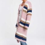 Lange Grobstrickjacke in Bunt