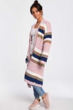 Lange Grobstrickjacke in Bunt