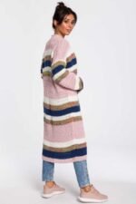 Lange Grobstrickjacke in Bunt