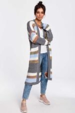 Longstrickjacke im Mustermix