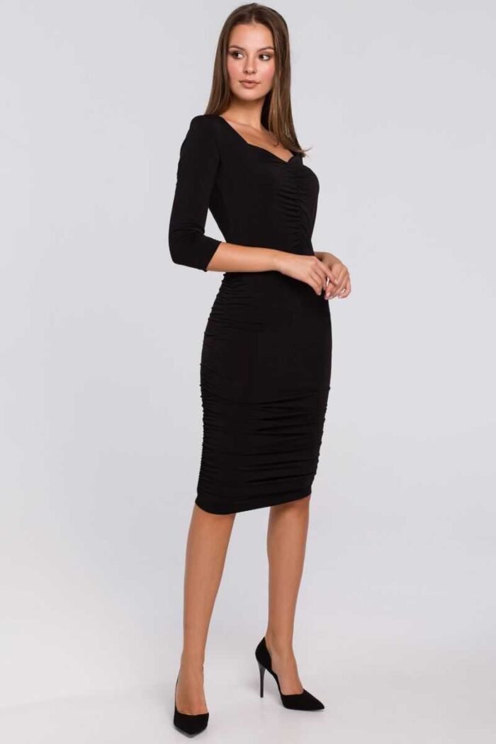 Figur betonendes Midi Kleid mit Raffungen