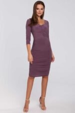 Figur betonendes Midi Kleid mit Raffungen