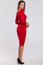 Schmal geschnittenes Midi Kleid mit Raffungen