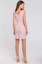 Kurzes ärmelloses Etuikleid in crepe pink