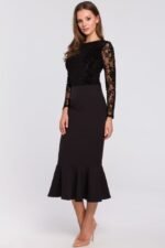 Schwarzer Pencilrock mit Volant von Makover