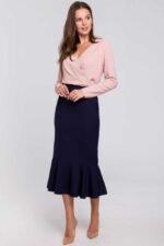 Dunkelblauer Pencilrock mit Volant von Makover
