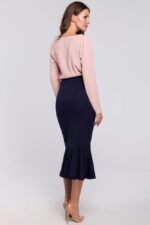 Dunkelblauer Pencilrock mit Volant von Makover