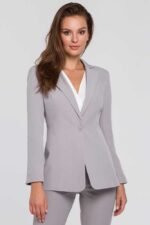 Grauer Kurzblazer in Tailliertem Schnitt
