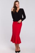 Schwarze Business Bluse in Wickeloptik