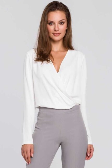 Chice Business Bluse in Wickeloptik Ecru