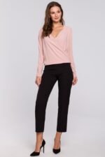 Damenbluse in Wickeloptik Puder