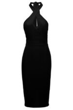 Figur betonendes Neckholder Kleid in Schwarz