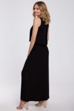 Schwarzes ärmelloses Maxikleid