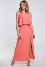 Ärmelloses elegantes Maxikleid in Orange