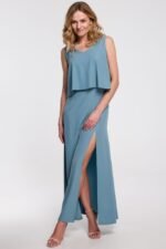 Ärmelloses elegantes Maxikleid in Himmelblau