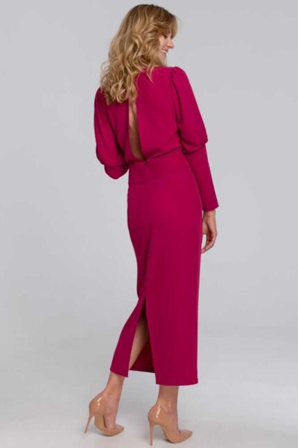 Midikleid mit geteiltem Rücken Pflaume