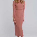 Midikleid mit geteiltem Rücken Rosé