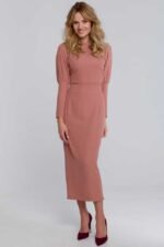 Midikleid mit geteiltem Rücken Rosé